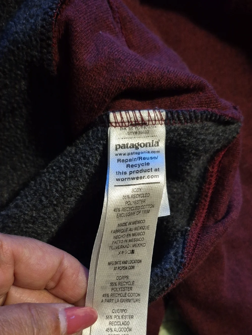 Patagonia Maroon Pullover Hoodie With Logo Sz. L - Picture 6 of 7